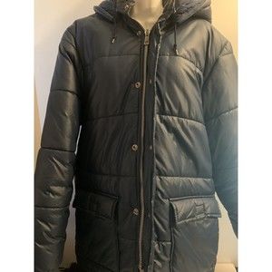 Puffer Jacket With Pockets & Button On Hood Medium Size Montgomery Ward Quality